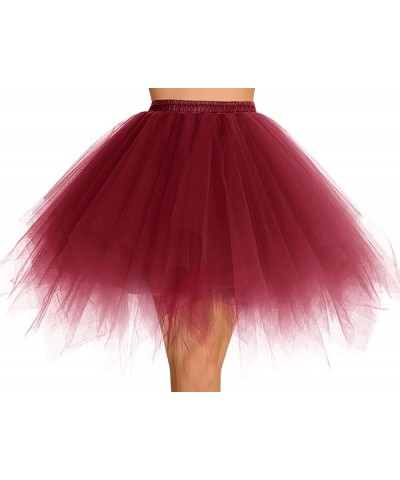 Women's Tulle Tutu Skirt, 1950s Vintage Ballet Tutu Fluffy Petticoat for Themed Party Costume Burgundy $11.60 Others