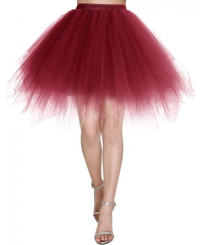 Women's Tulle Tutu Skirt, 1950s Vintage Ballet Tutu Fluffy Petticoat for Themed Party Costume Burgundy $11.60 Others