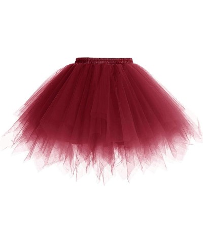 Women's Tulle Tutu Skirt, 1950s Vintage Ballet Tutu Fluffy Petticoat for Themed Party Costume Burgundy $11.60 Others