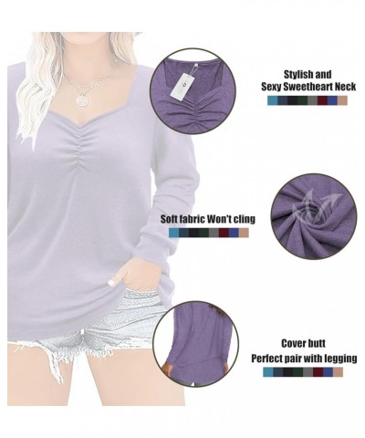 Women Plus-Size Tops Long Sleeve Shirts Sweetheart Neck Casual Tunics 07_purple $9.17 Tops