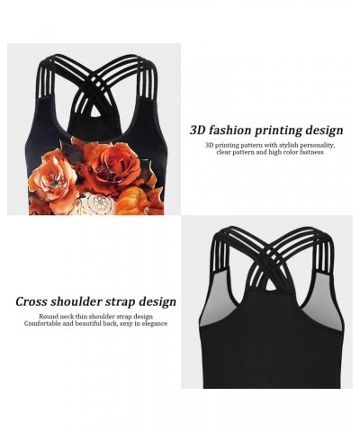 Women's Halloween Tank Tops Skull Pumpkin Print Nightmare Before Christmas Sleeveless Tank Top Shirts for Womens Black/Orange...