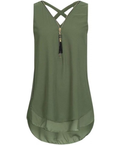 Women Plus Size Tank Tops Summer Sleeveless Flowy Tunic Tops Button Cami Shirts Solid Color Swing Tops Zb-green $6.83 Tanks