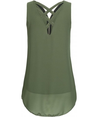 Women Plus Size Tank Tops Summer Sleeveless Flowy Tunic Tops Button Cami Shirts Solid Color Swing Tops Zb-green $6.83 Tanks