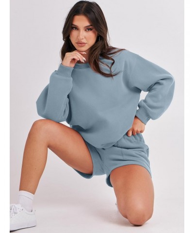 Sweat Suit for Women 2 Piece Lounge Set Oversized Fleece Crewneck Sweatshirts Short Sets 2024 Spring Fall Casual Comfy Pajama...