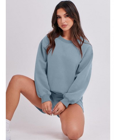 Sweat Suit for Women 2 Piece Lounge Set Oversized Fleece Crewneck Sweatshirts Short Sets 2024 Spring Fall Casual Comfy Pajama...