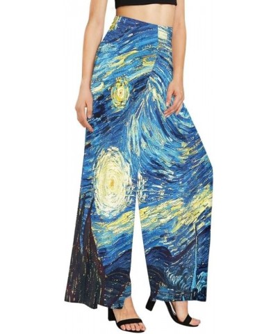 Tiger Stripes Women's Wide Leg Pants Colorful Dices Beach Palazzo Baggy Pants Starry Night Lounge Pant Trousers Starry Night ...