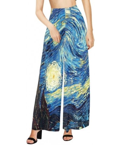 Tiger Stripes Women's Wide Leg Pants Colorful Dices Beach Palazzo Baggy Pants Starry Night Lounge Pant Trousers Starry Night ...