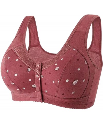 Daisy Bras for Older Women 3 Pack Front Closure Wireless Sports Bras Senior Comfortable Everyday Bras Tshirt Bralettes A03_wi...