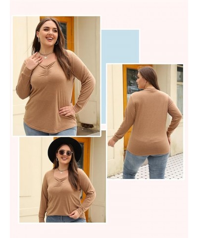 Women Plus-Size Tops Long Sleeve Shirts Sweetheart Neck Casual Tunics 07_purple $9.17 Tops