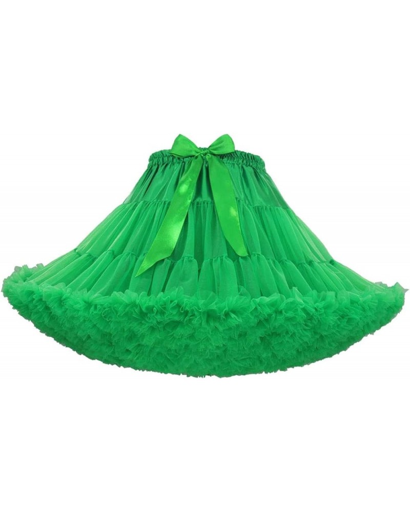 Women's Elastic Waist Chiffon Pettiskirts Puffy Tutu Tulle Princess Skirt Green $14.00 Skirts