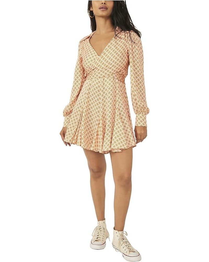 womens It Takes Two Long Sleeve Mini Dress Ivory Combo $27.61 Dresses