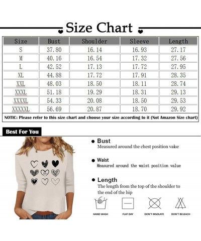 Women's 3/4 Sleeves Crew Neck T Shirts Casual Plus Size Summer Tops Basic Tees Valentine Shirts for Women $7.94 Activewear