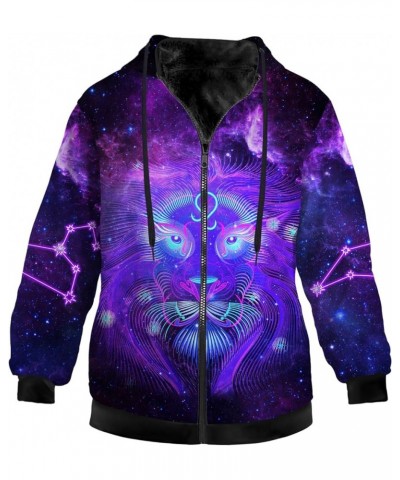 Mens Womens Zodiac Jacket Fleece Sweatshirts Astrology Hooded Long Sleeve Zip Up Hoodies with Pockets 07 Purple Leo $29.57 Ja...