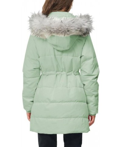 Women's Winter Coats Quilted Puffer Jacket with Faux Fur Hood Warm Thicken Parka Light Green $25.92 Jackets