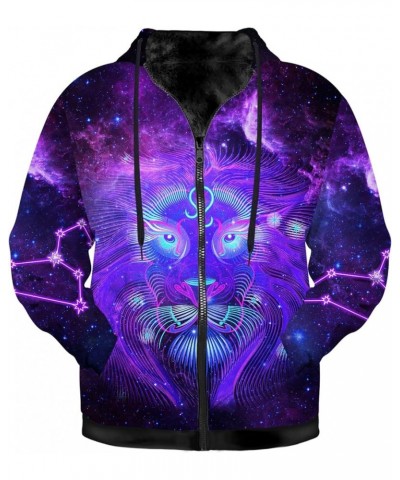 Mens Womens Zodiac Jacket Fleece Sweatshirts Astrology Hooded Long Sleeve Zip Up Hoodies with Pockets 07 Purple Leo $29.57 Ja...