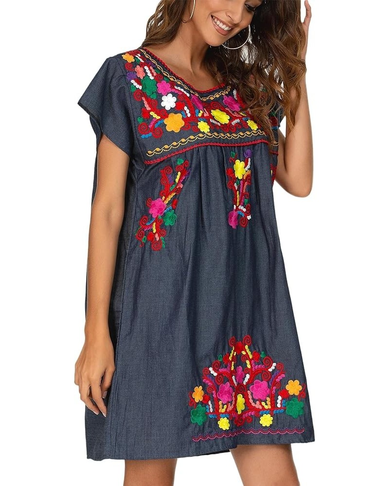 Women Mexican Embroidered Dress Short Sleeve 223bl $14.00 Dresses