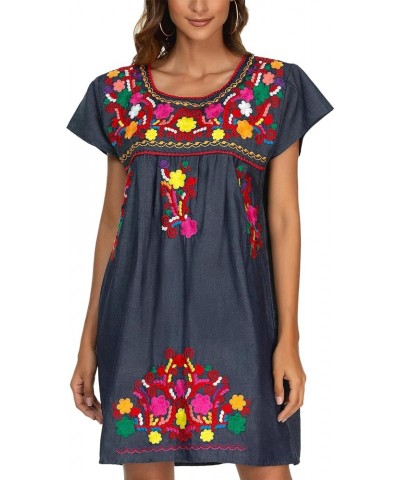 Women Mexican Embroidered Dress Short Sleeve 223bl $14.00 Dresses