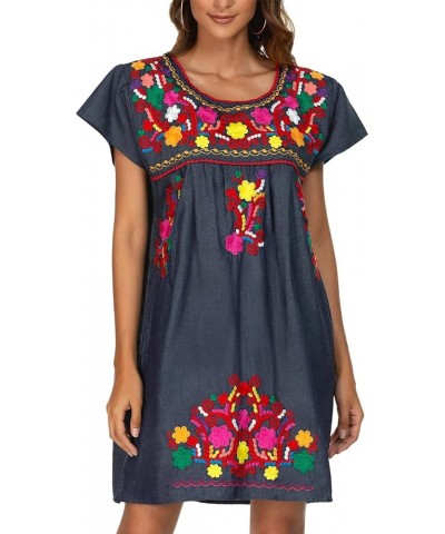 Women Mexican Embroidered Dress Short Sleeve 223bl $14.00 Dresses