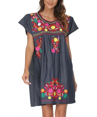 Women Mexican Embroidered Dress Short Sleeve 223bl $14.00 Dresses