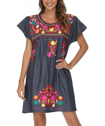 Women Mexican Embroidered Dress Short Sleeve 223bl $14.00 Dresses