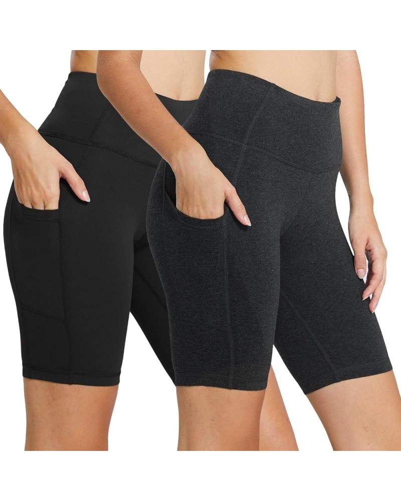 Women's 8"/ 5"/ 3" Biker Shorts High Waist Yoga Workout Gym Running Volleyball Spandex Shorts with Pockets Black+charcoal $12...