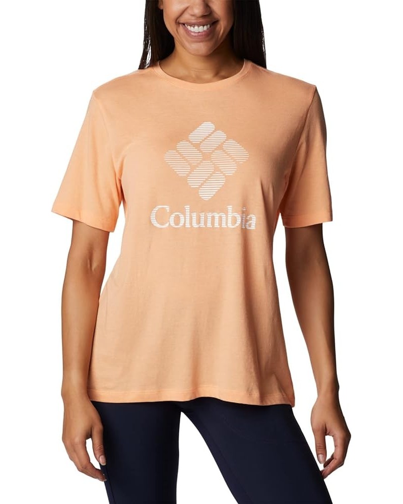 Women's Bluebird Day Relaxed Crew Neck Peach Heather/Csc Stacked Graphic $10.14 Activewear