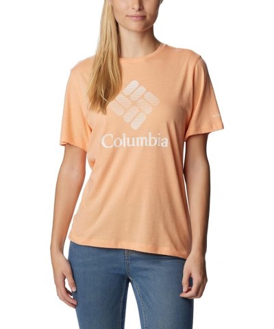 Women's Bluebird Day Relaxed Crew Neck Peach Heather/Csc Stacked Graphic $10.14 Activewear