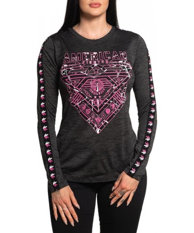 T Shirts for Women Long Sleeve Womens Tshirts Black Mass $33.57 Tops