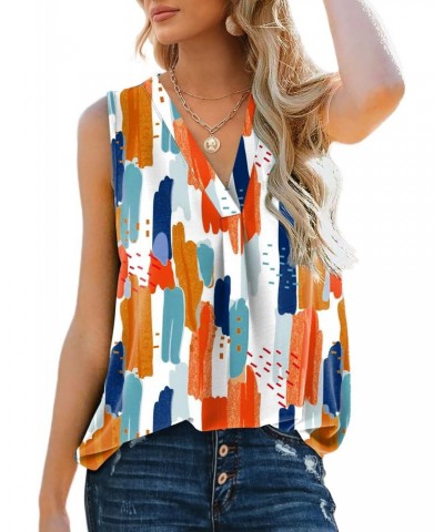 Summer Tank Tops for Women Cute Colorful Floral V Neck T Shirts Blouse for Work M $13.74 Tanks