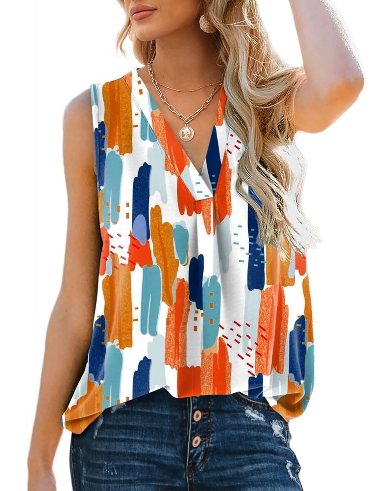 Summer Tank Tops for Women Cute Colorful Floral V Neck T Shirts Blouse for Work M $13.74 Tanks