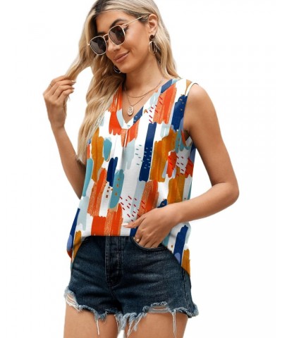 Summer Tank Tops for Women Cute Colorful Floral V Neck T Shirts Blouse for Work M $13.74 Tanks