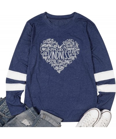 Valentine's Day Shirt Kindness Teacher Shirts for Women Be Kind Print T-Shirts Inspirational Teacher Shirt Blue 1 $9.24 T-Shirts