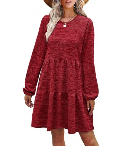 Womens Dresses Casual Long Sleeve Babydoll Sweater Dress Swing Fashion 2023 03-xmas Red $10.66 Dresses