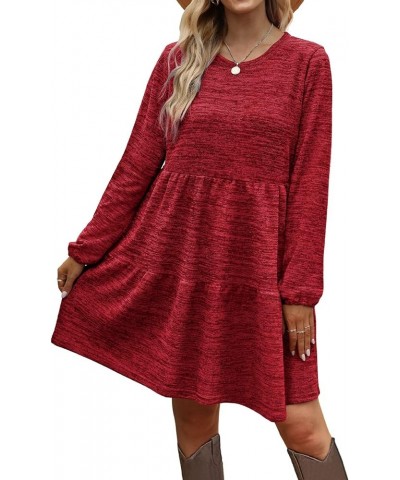 Womens Dresses Casual Long Sleeve Babydoll Sweater Dress Swing Fashion 2023 03-xmas Red $10.66 Dresses