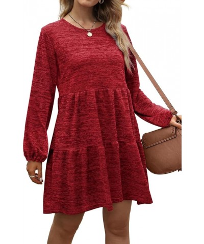 Womens Dresses Casual Long Sleeve Babydoll Sweater Dress Swing Fashion 2023 03-xmas Red $10.66 Dresses