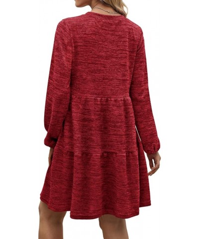 Womens Dresses Casual Long Sleeve Babydoll Sweater Dress Swing Fashion 2023 03-xmas Red $10.66 Dresses