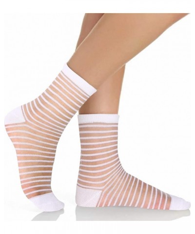 Women Sheer Socks Cute Girls Lace Mesh See Through Ankle Socks Summer Transparent Crew Socks Nylon Dress Socks Gifts 5 Pack-b...