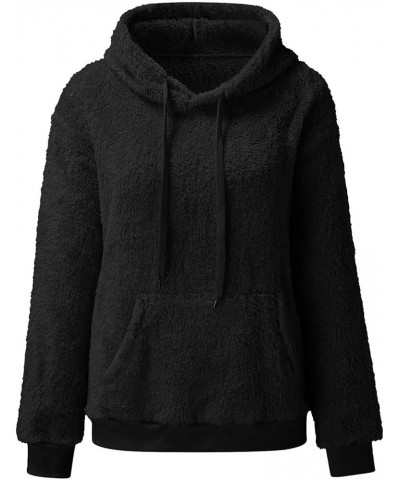 Sherpa Hoodies for Women Fuzzy Fleece Long Sleeve Drawstring Quarter Zip Pullover Winter Fluffy Coat with Pockets A-black $10...