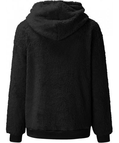 Sherpa Hoodies for Women Fuzzy Fleece Long Sleeve Drawstring Quarter Zip Pullover Winter Fluffy Coat with Pockets A-black $10...