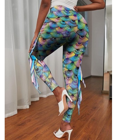 Mermaid Leggings for Women Stretch High Waisted Fish ScalePants Halloween Costume Tights Green $19.59 Others