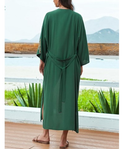 Women's Sexy Fashion Loose Bikini Swimwear Cover Up Long Kimono Cardigan C-green Embroidered $16.32 Swimsuits