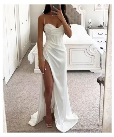 Mermaid Wedding Guest Dresses for Women Corset Cocktail Dresses Long Pleated Prom Dress with Slit Wisteria $38.24 Dresses