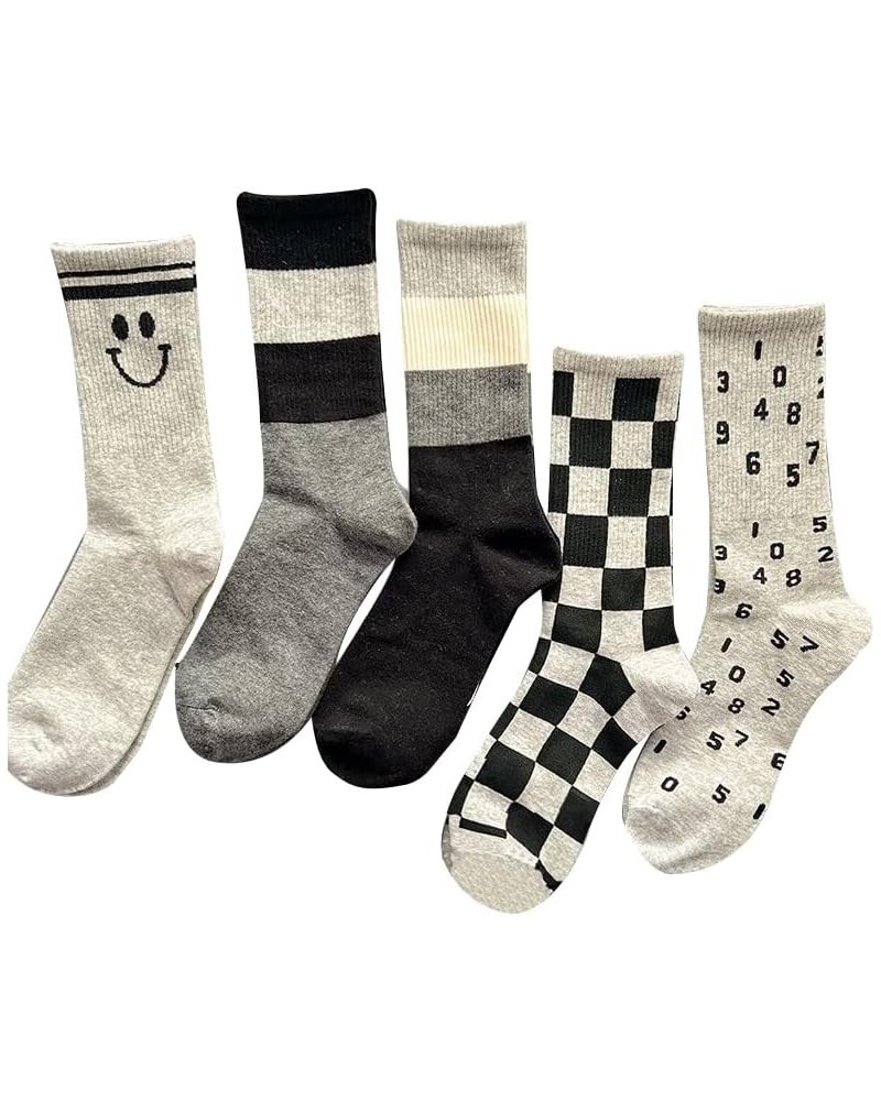 5Pairs Womens Cute Cartoon Floral Socks Cotton Ankle Grey Socks for Women 5 Pairs-combination,7 $11.95 Activewear