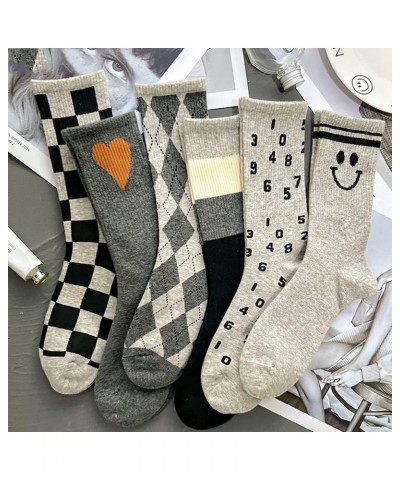 5Pairs Womens Cute Cartoon Floral Socks Cotton Ankle Grey Socks for Women 5 Pairs-combination,7 $11.95 Activewear