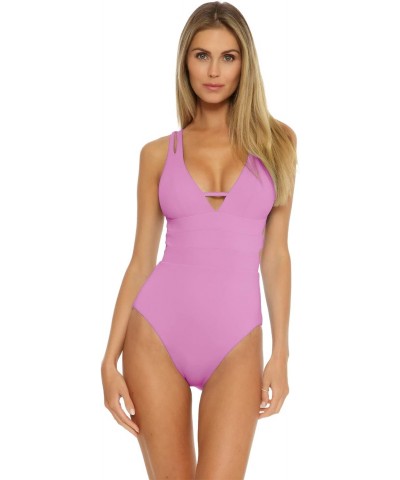 Color Code Elaine Split Strap One-Piece Orchid LG $18.43 Swimsuits