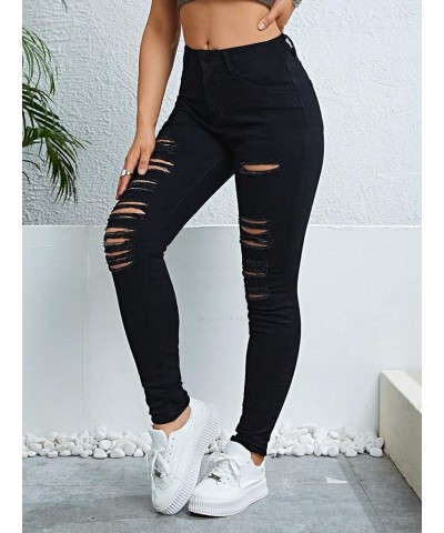 Women’s Slims Classic Relaxed Fit Leg Jean Ripped Hem Jeans Juniors Jeans Black $28.41 Jeans