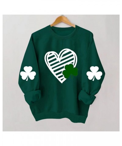 St Patricks Day Shirt Women Long Sleeve Novelty Graphic Tees Pullover Green Shamrock Cute Tops Soft Holiday Sweatshirt 2024 1...