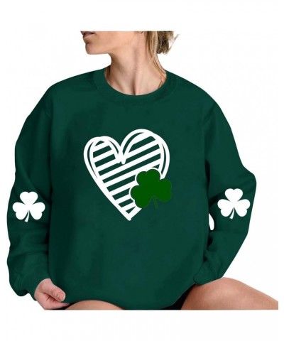 St Patricks Day Shirt Women Long Sleeve Novelty Graphic Tees Pullover Green Shamrock Cute Tops Soft Holiday Sweatshirt 2024 1...