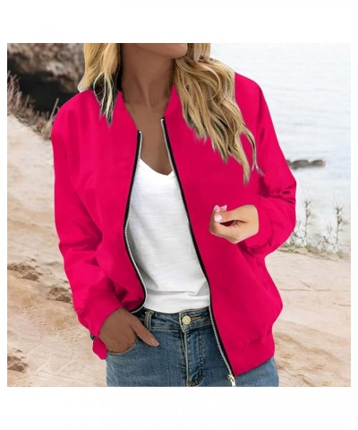 Women's Bomber Jacket Zip Up Long Sleeve Fall Jackets Fashion Casual Loose Blazer Jackets Teen Girl Clothes Outwear A Hot Pin...