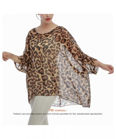 Women's Loose Batwing Blouse Chiffon Top Camouflage Printed Kimono Poncho Tunic Kaftan Cover up Leop $10.39 Swimsuits